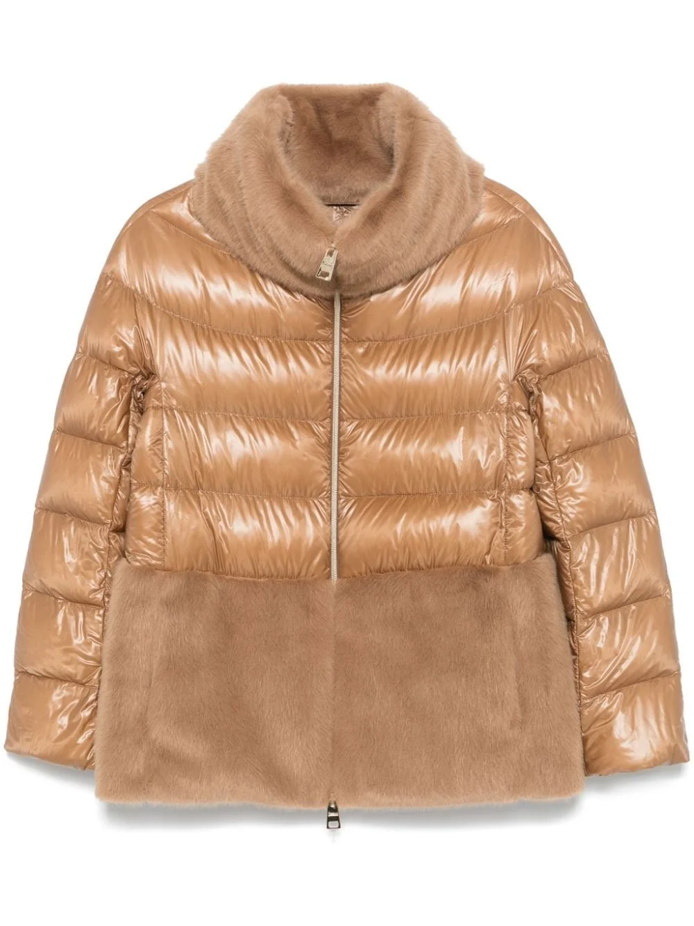 faux-fur panel jacket - 1