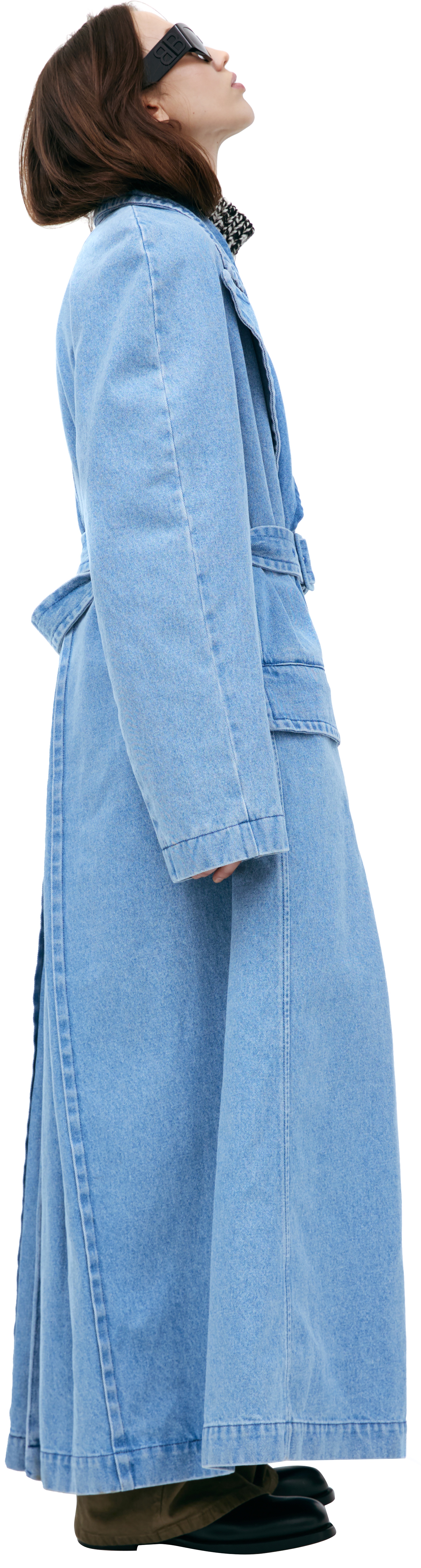 DENIM TRENCH COAT WITH BELT - 2