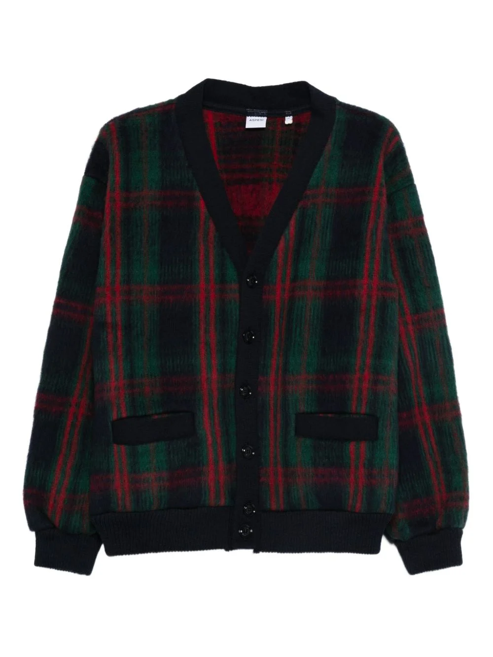 plaid wool cardigan - 1