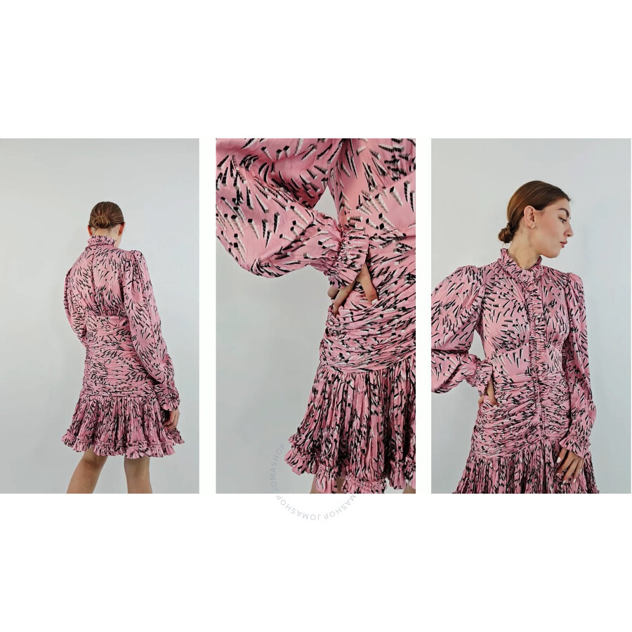 Rabanne Pink Screw Printed Ruched Mini Dress - 3