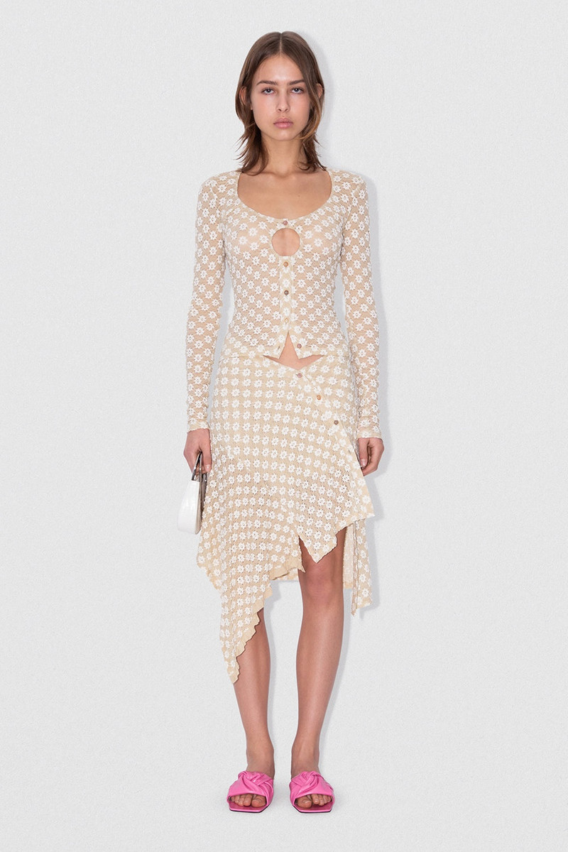 BY FAR RUBI SKIRT BEIGE FLORAL LACE outlook