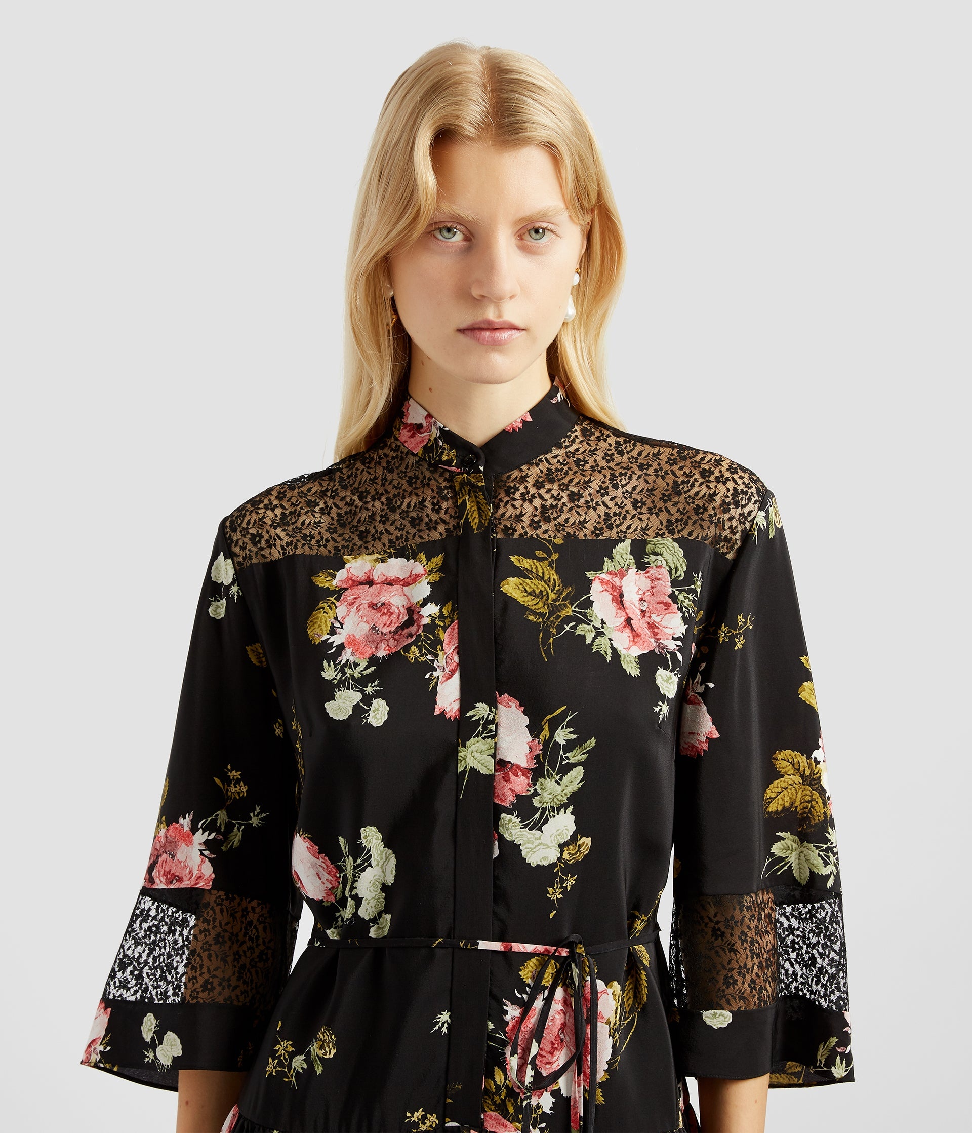 LACE INSERT MINI DRESS - 5