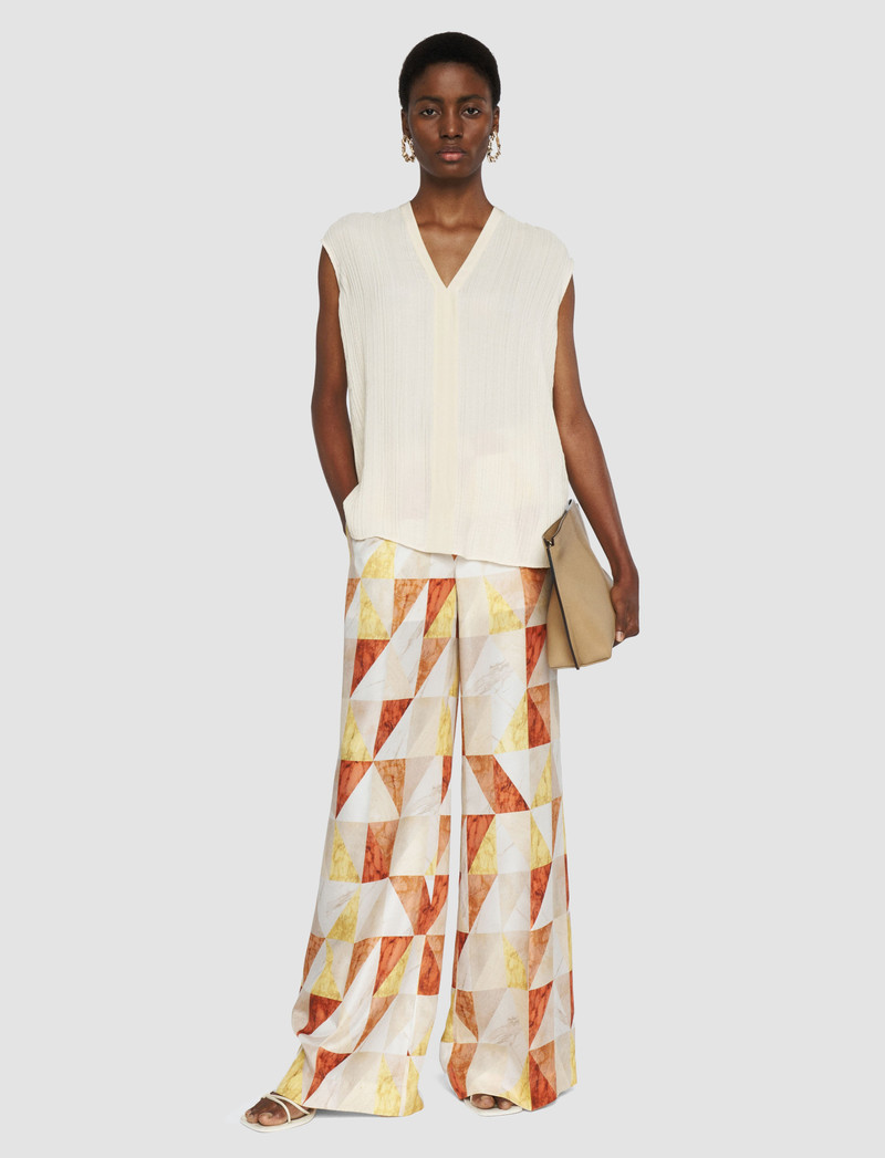 JOSEPH Thoresby Marble Print Silk Trousers outlook