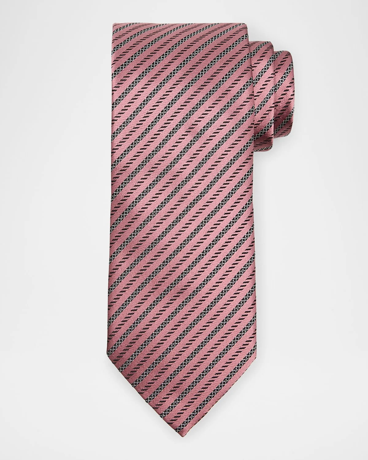 Men's Satin Diagonal Stripe Silk Tie - 1