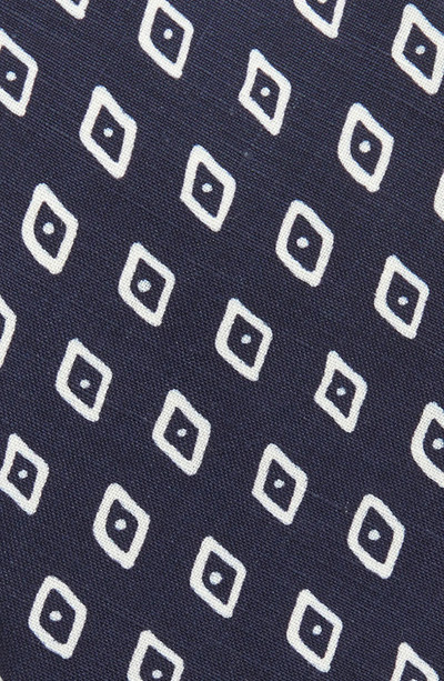 Ralph Lauren Diamond Print Silk & Linen Tie in Navy/White outlook