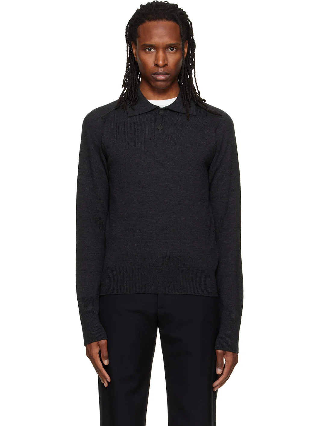 Gray Sark Knit Polo - 1