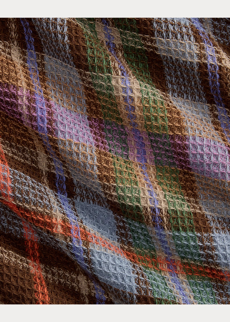 Classic Fit Plaid Waffle Camp Shirt 6