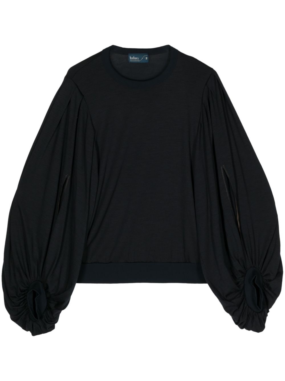 puff-sleeved wool-blend sweatshirt - 1