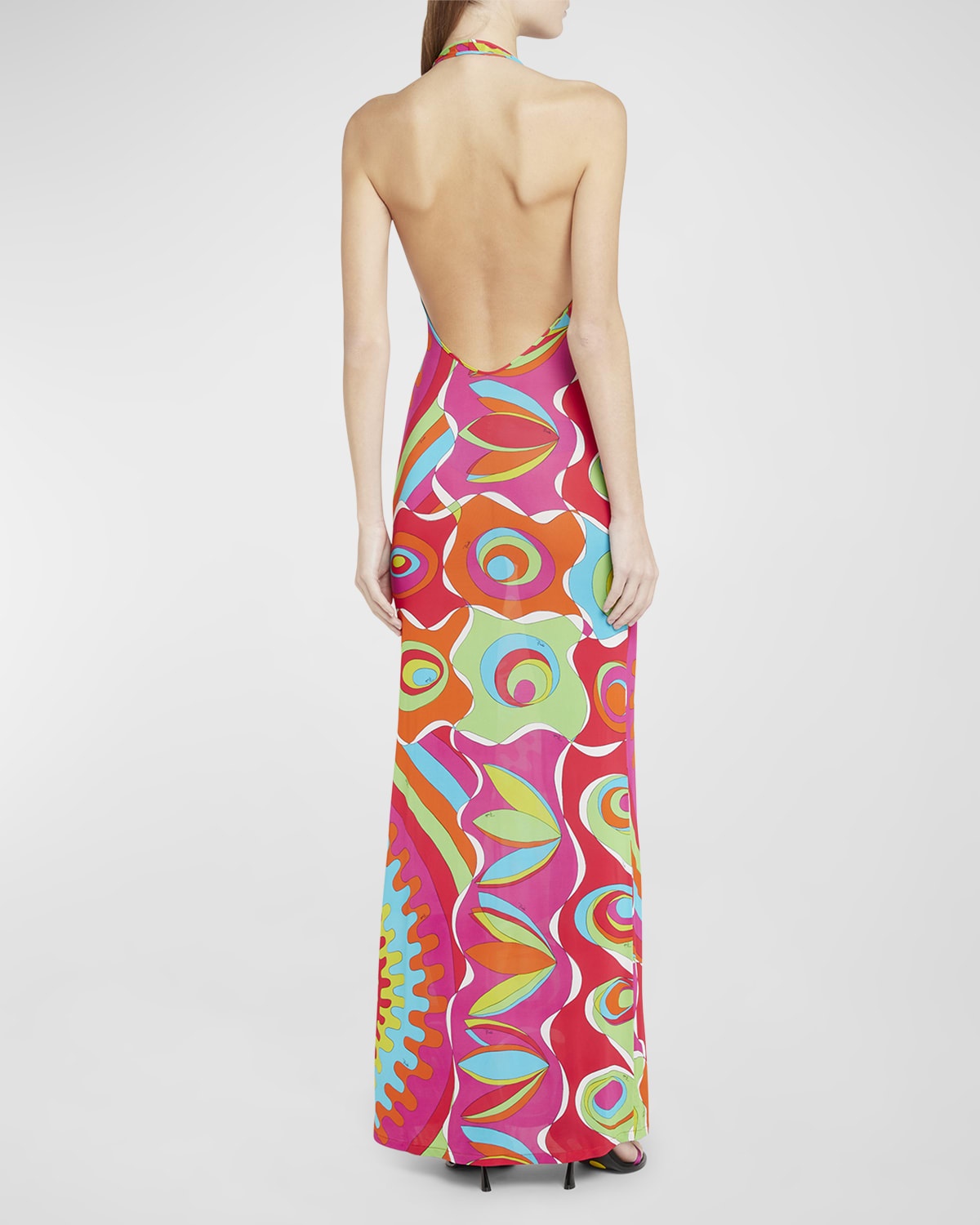 Halter Abstract-Print Backless Maxi Dress - 6