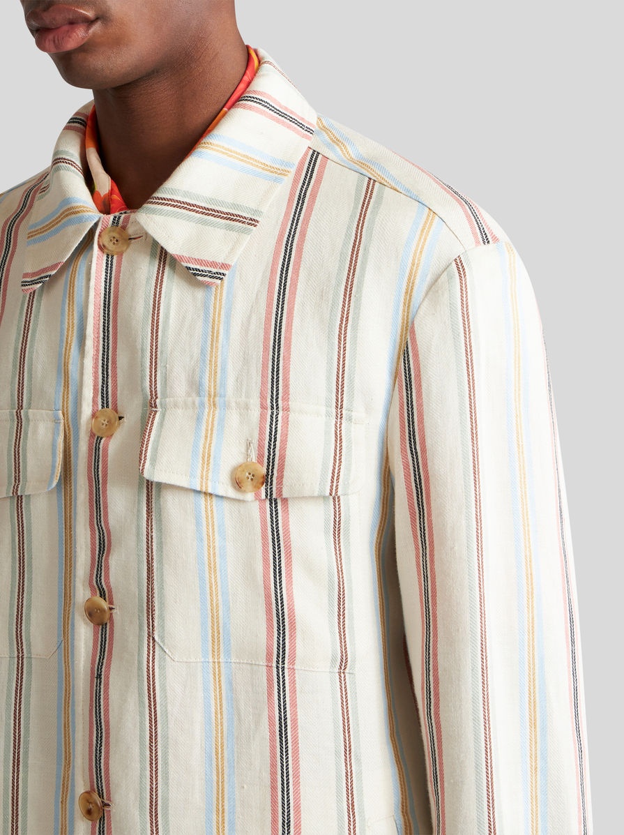 STRIPED LINEN OVERSHIRT - 3