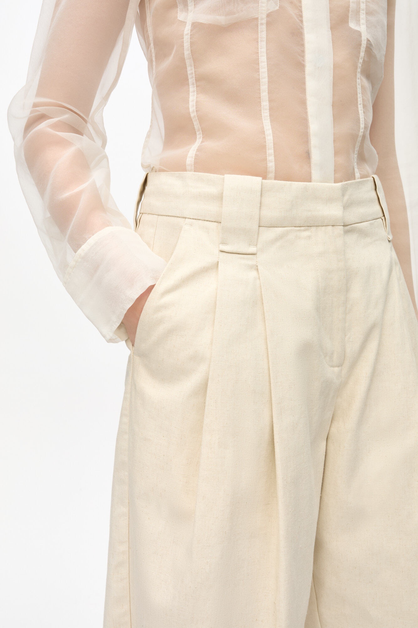 OFF-WHITE COTTON MELANGE TAILORING WIDE SHORTS - 6