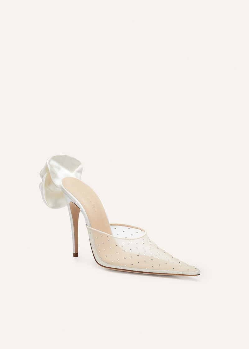 MAGDA BUTRYM Pointed flower mules in nude crystals outlook