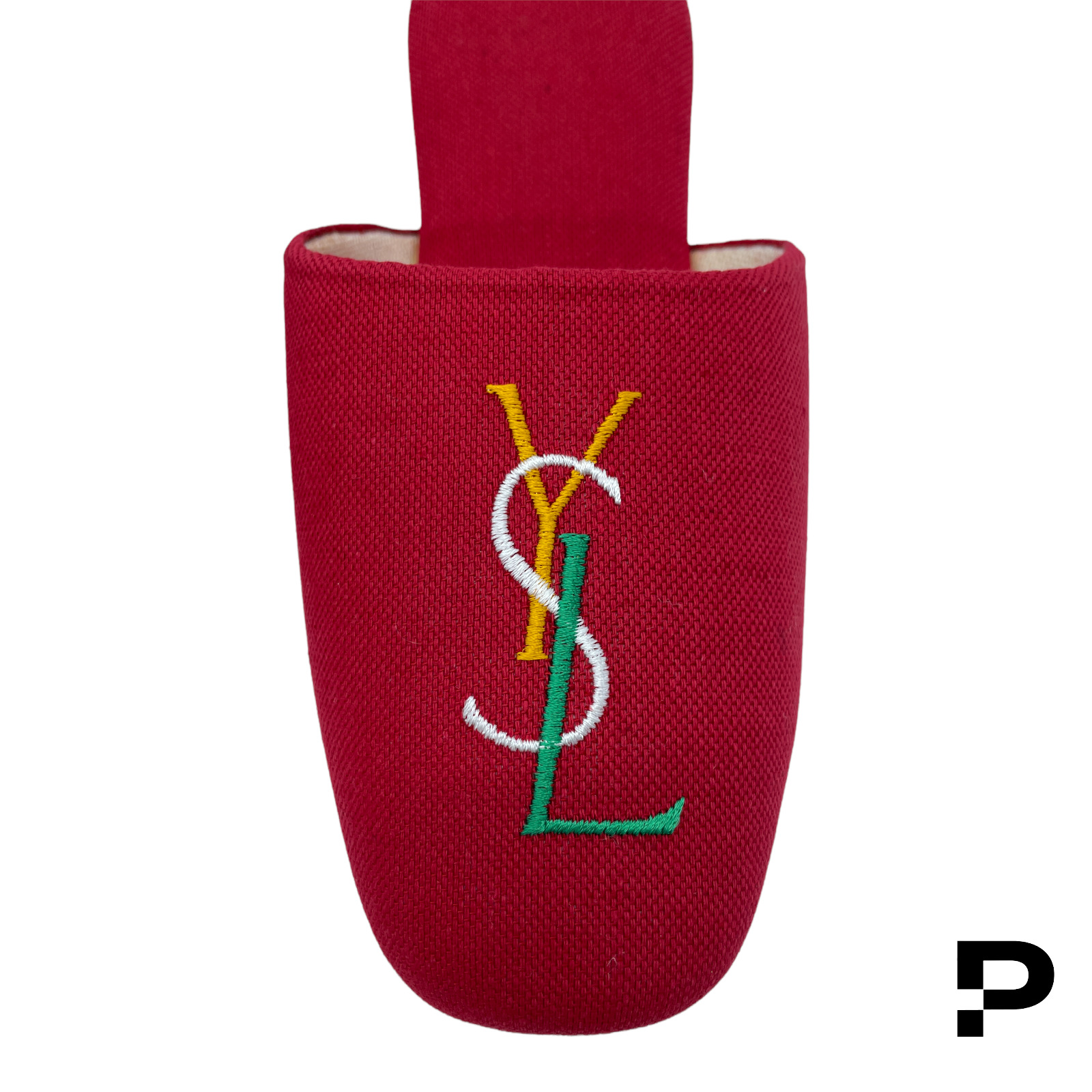Yves Saint Laurent YSL Twill Logo Slipper - Red - 5