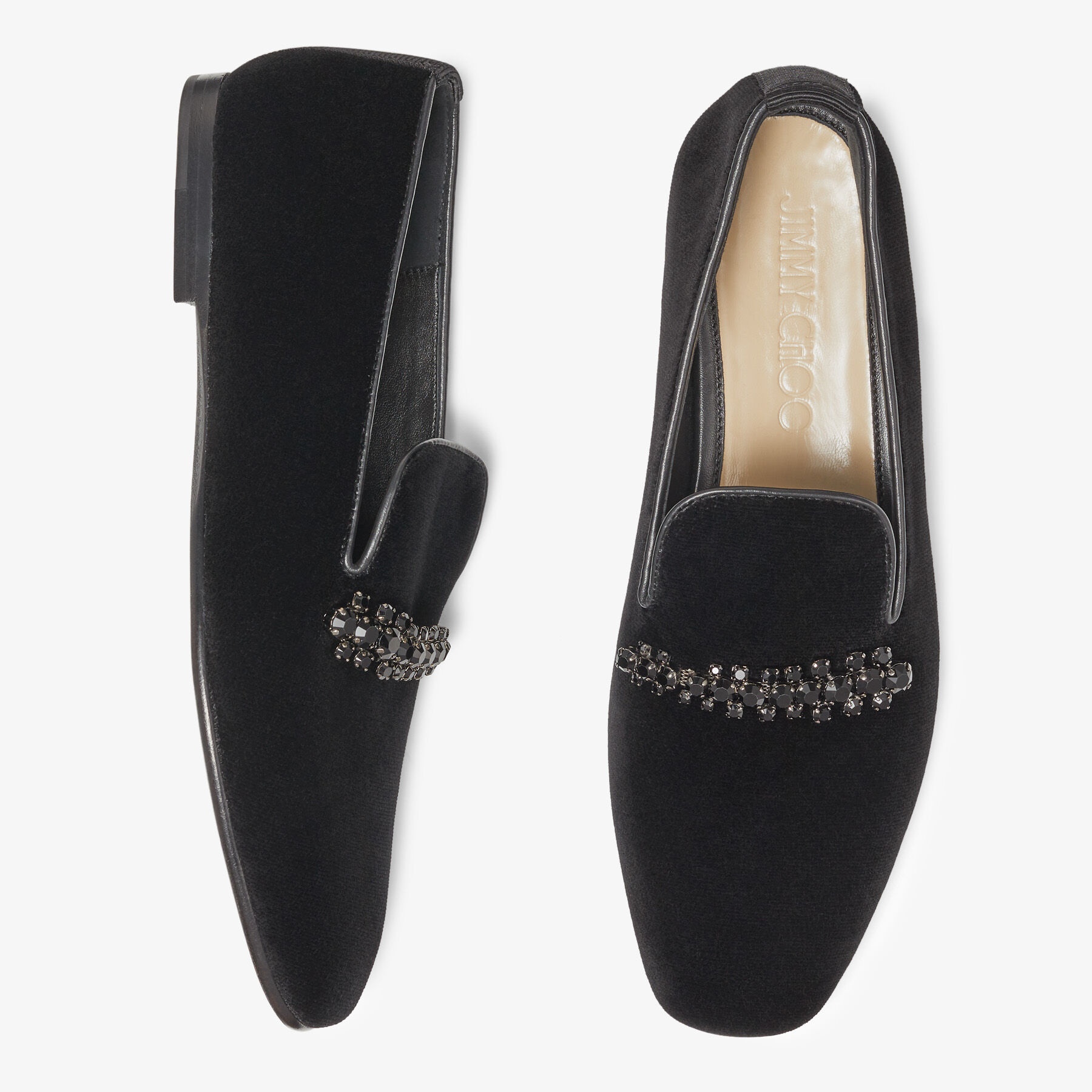Bing Slipper Flat
Black Velvet Loafers with Crystal Embellishment - 5