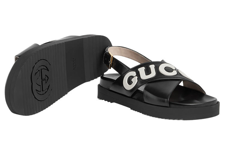 (WMNS) Gucci Sandal with Logo Script 'Black White' 738691-AAB3J-1363 - 5