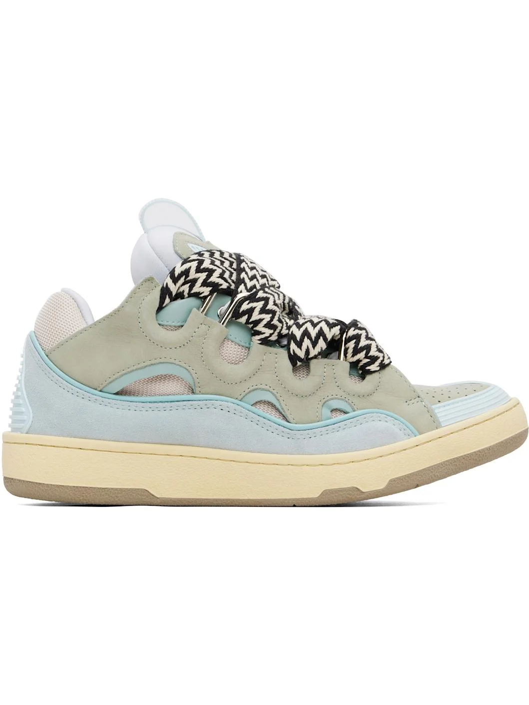 Blue Leather Curb Sneakers - 1