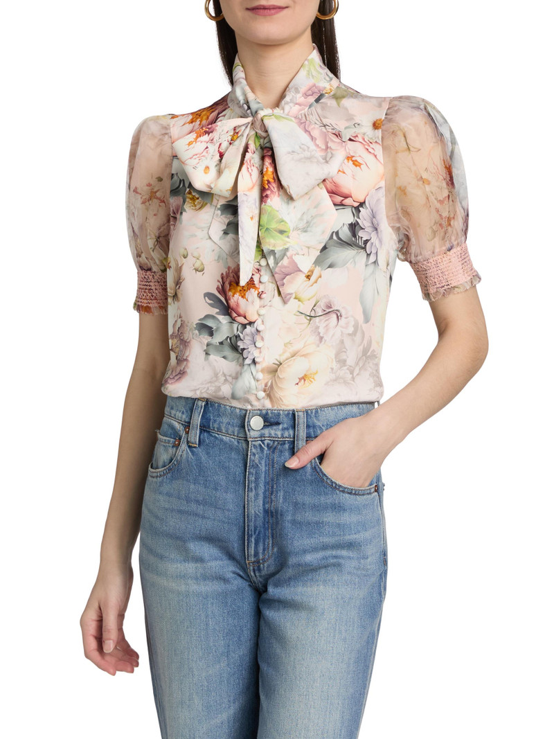 Women's Brentley Floral Tieneck Blouse - Sweet Peony 3