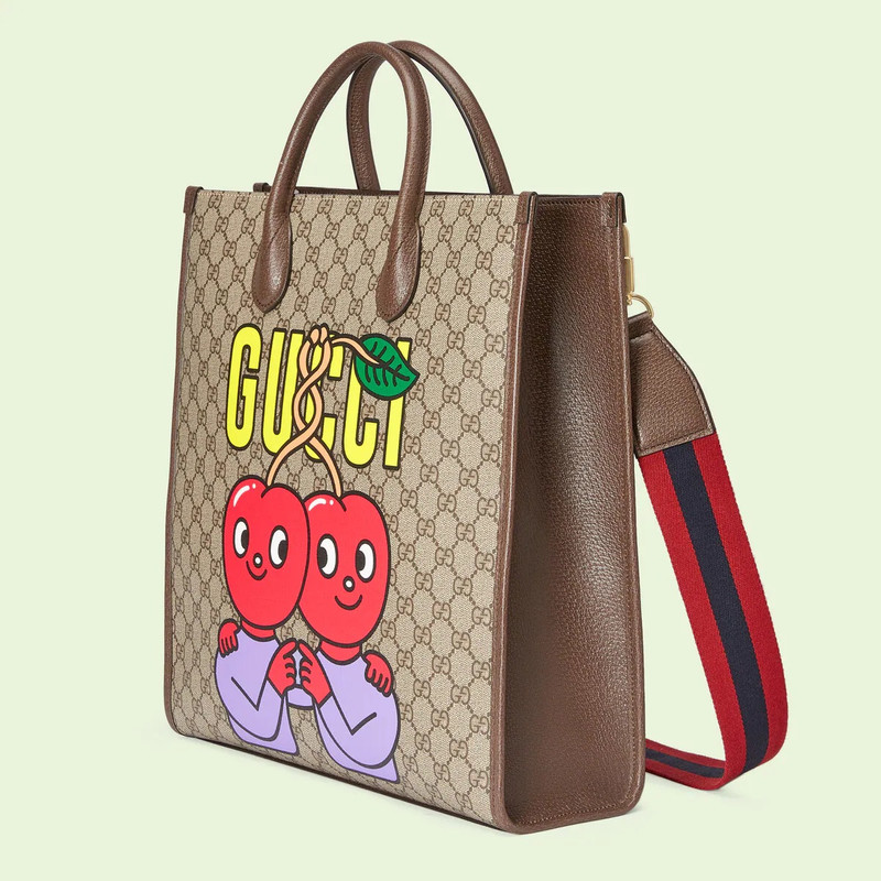 GUCCI Gucci cherry print medium tote outlook