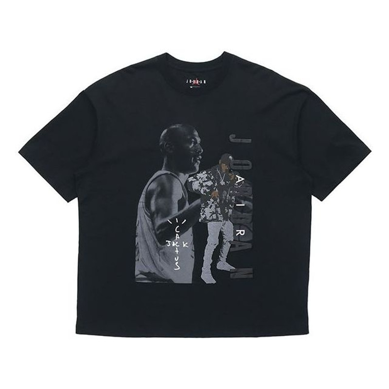 Cactus Jack by Travis Scott x 에어 요르단 티셔츠 '블랙' CJ9059-010 - 1