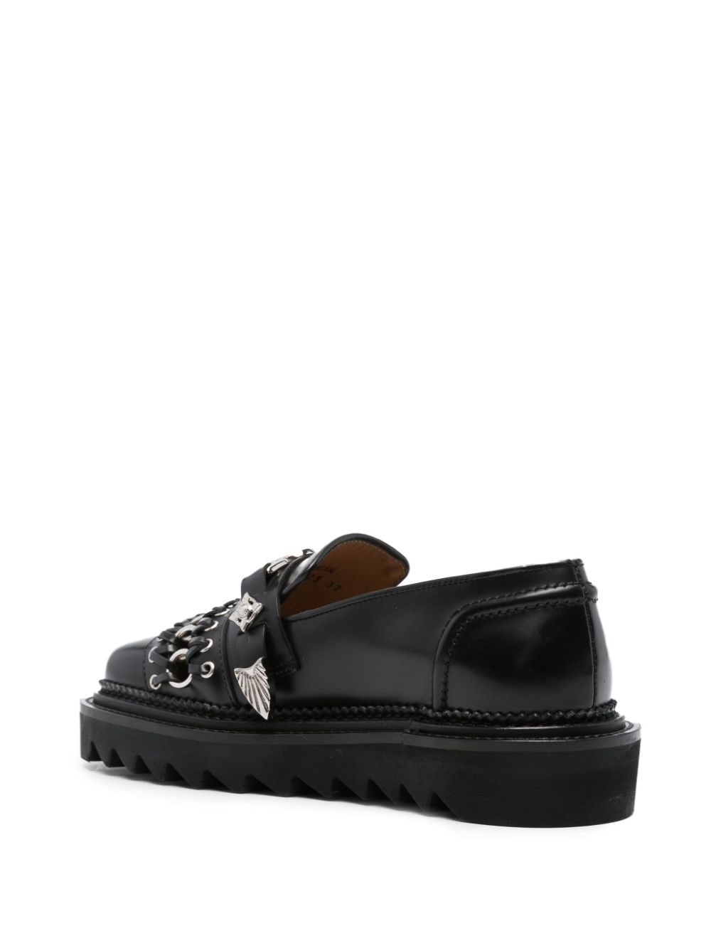 ring-detail leather loafers - 3
