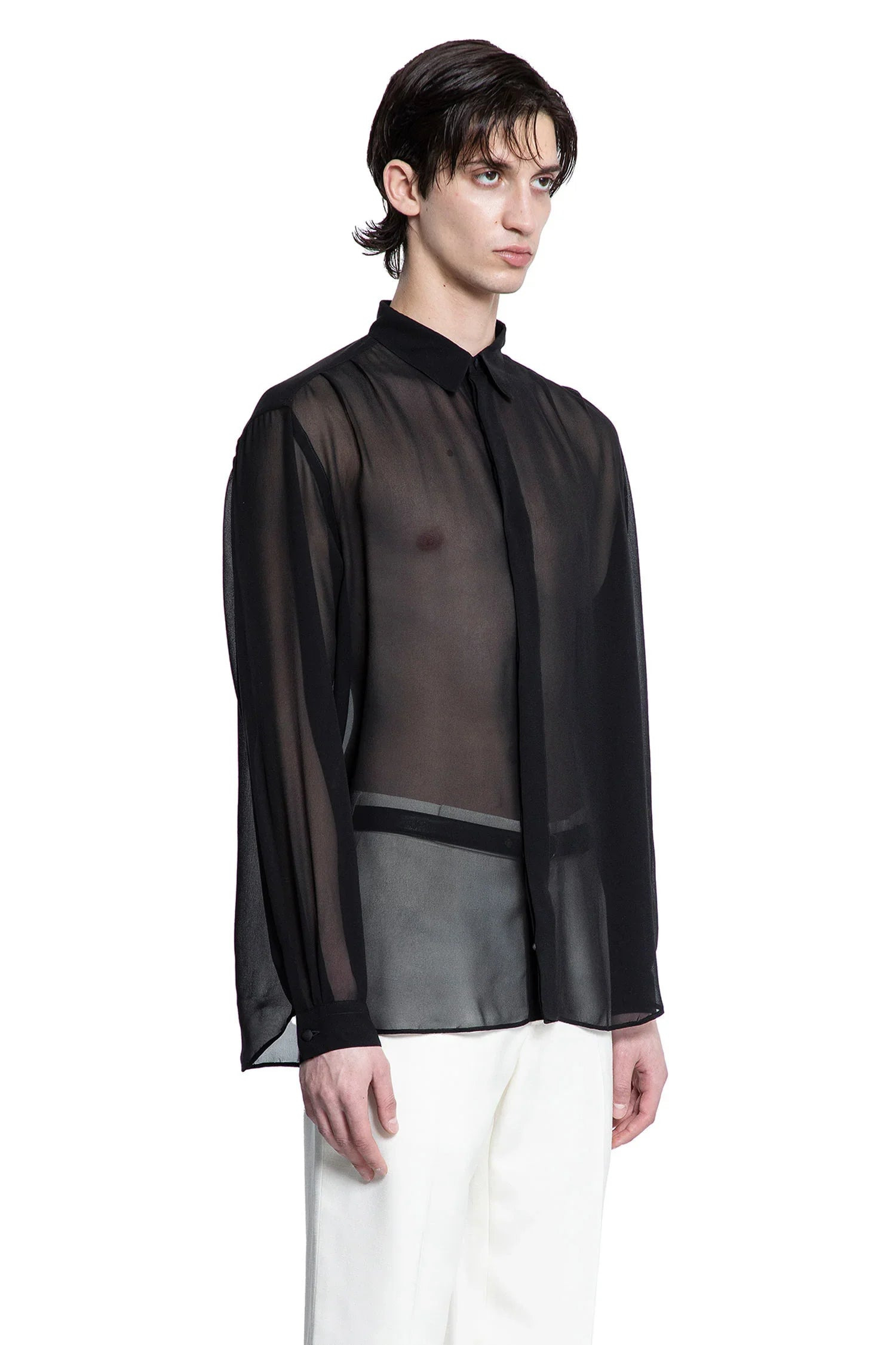 Silk-Chiffon-Long-Sleeve-Shirt - 2