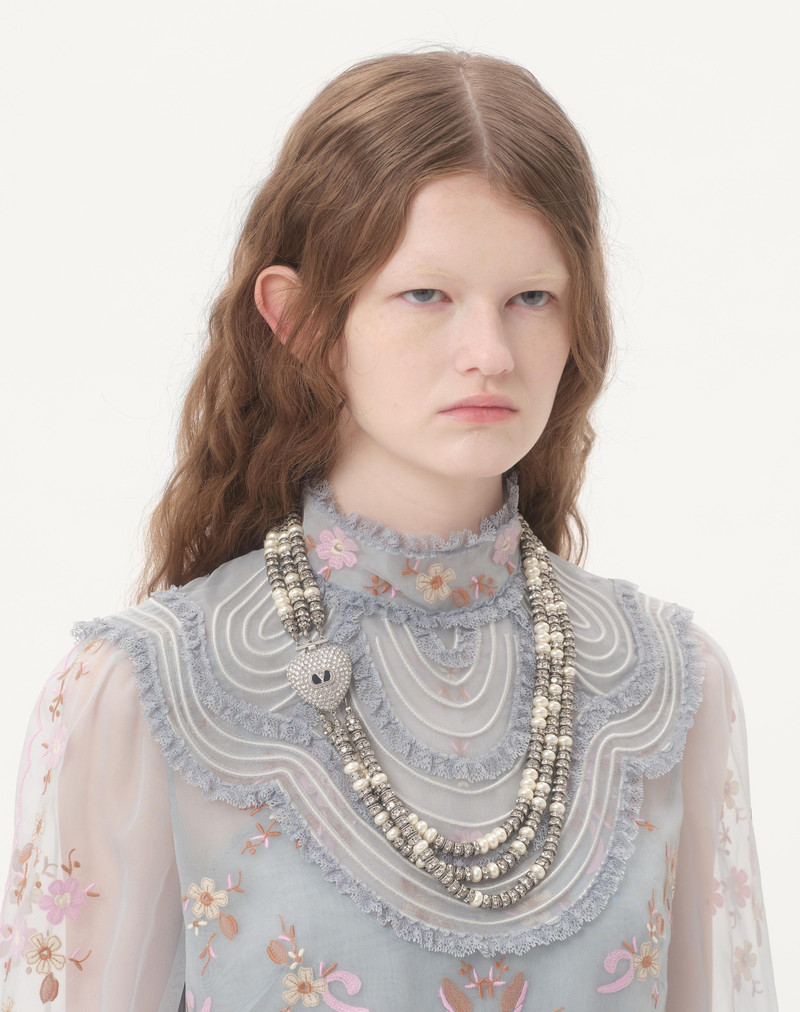Valentino COEUR ROYAL NECKLACE IN METAL, ENAMEL, PEARLS AND CRYSTALS outlook