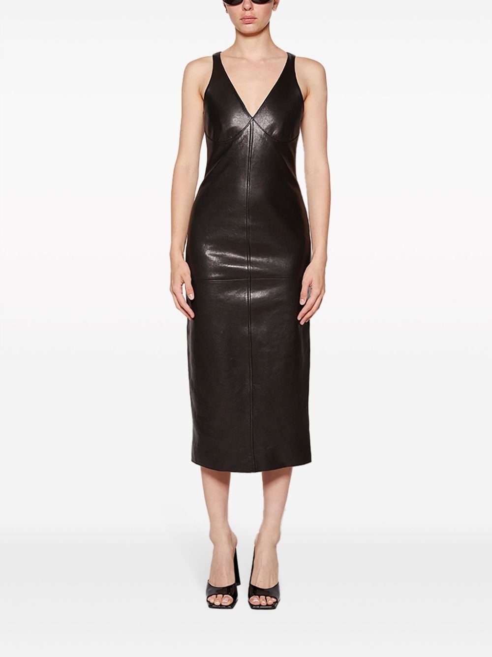 V-neck leather dress - 2