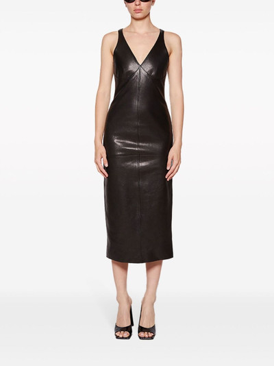 KHAITE V-neck leather dress outlook