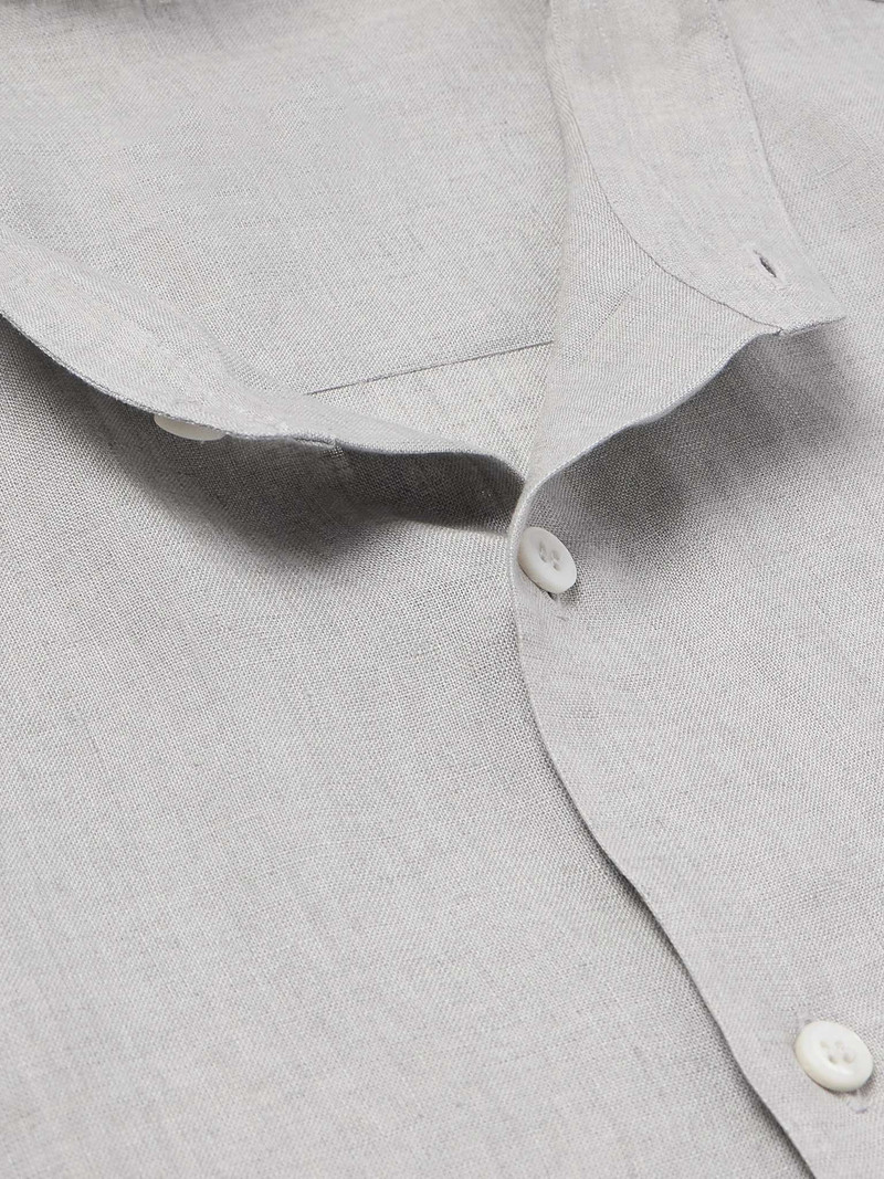 Grandad-Collar Linen Shirt 5