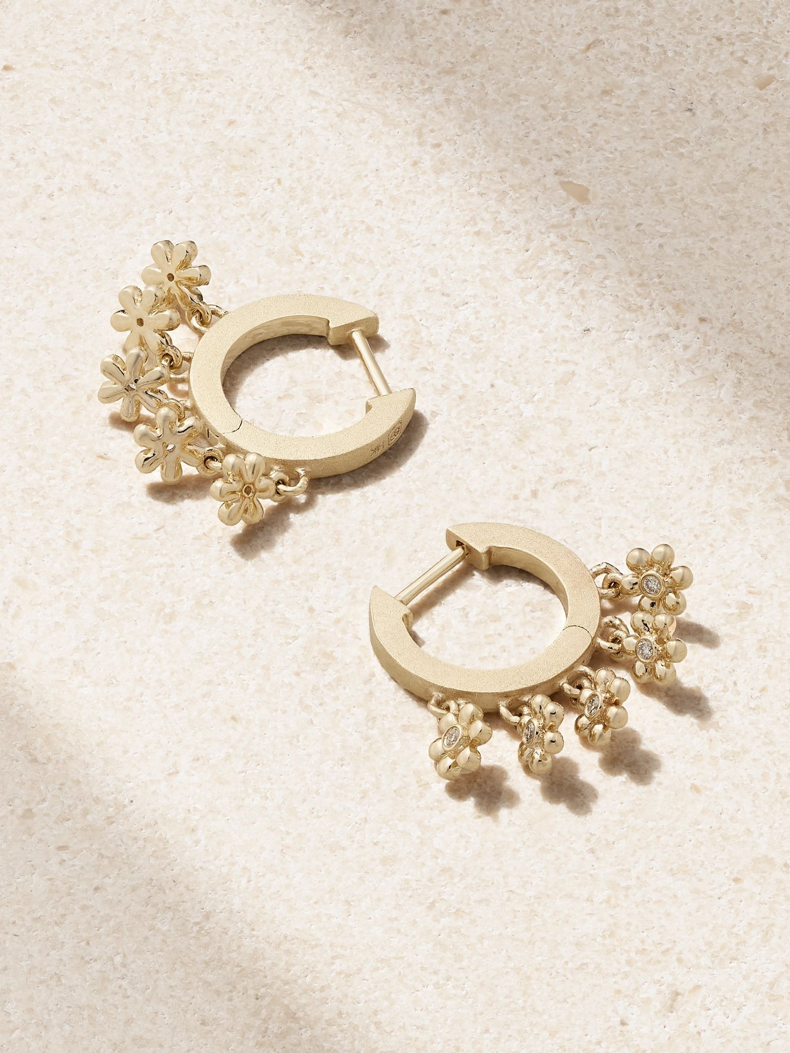 Daisy 14-karat gold diamond hoop earrings Gold - 3