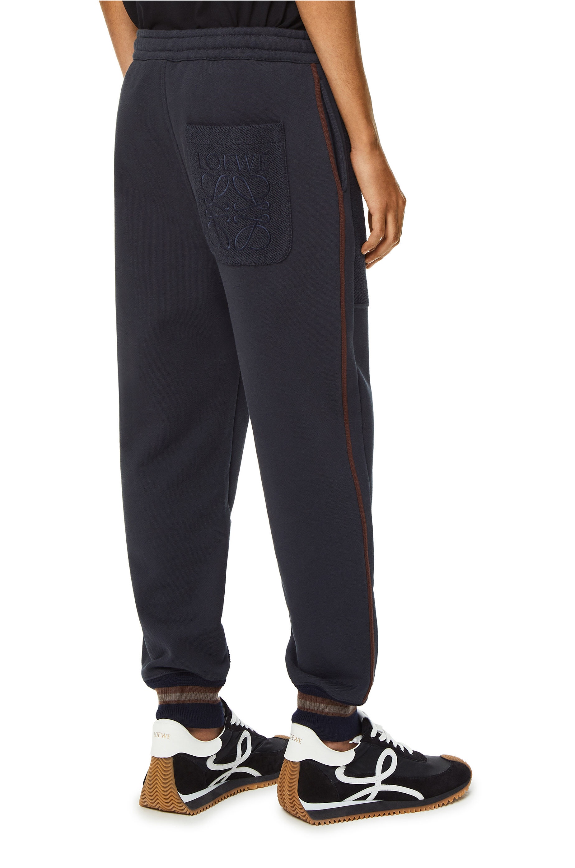 Contrasting rib jogging trousers in cotton - 4
