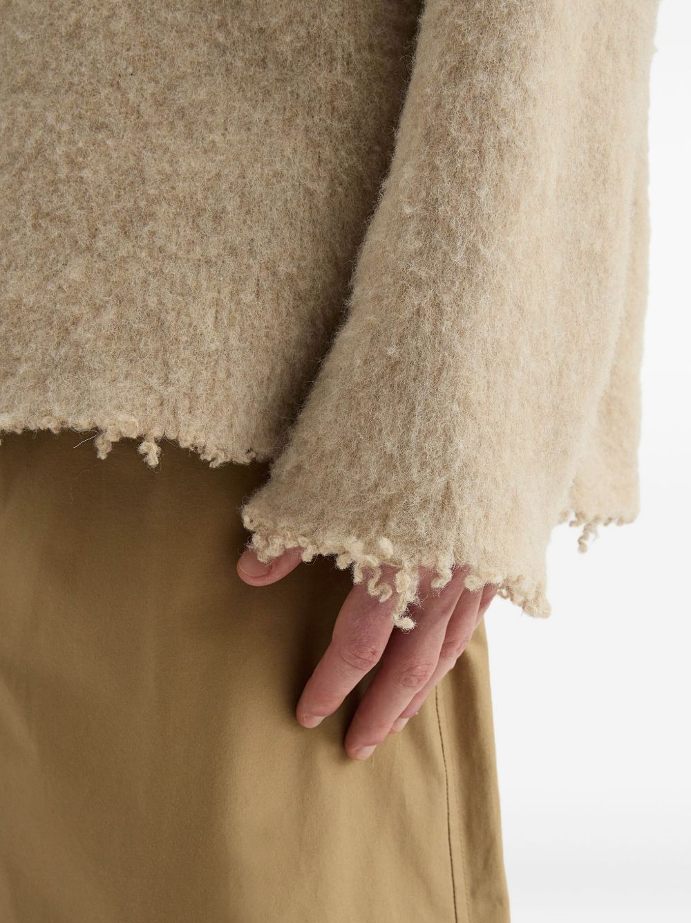 brushed frayed-hem wool sweater - 3