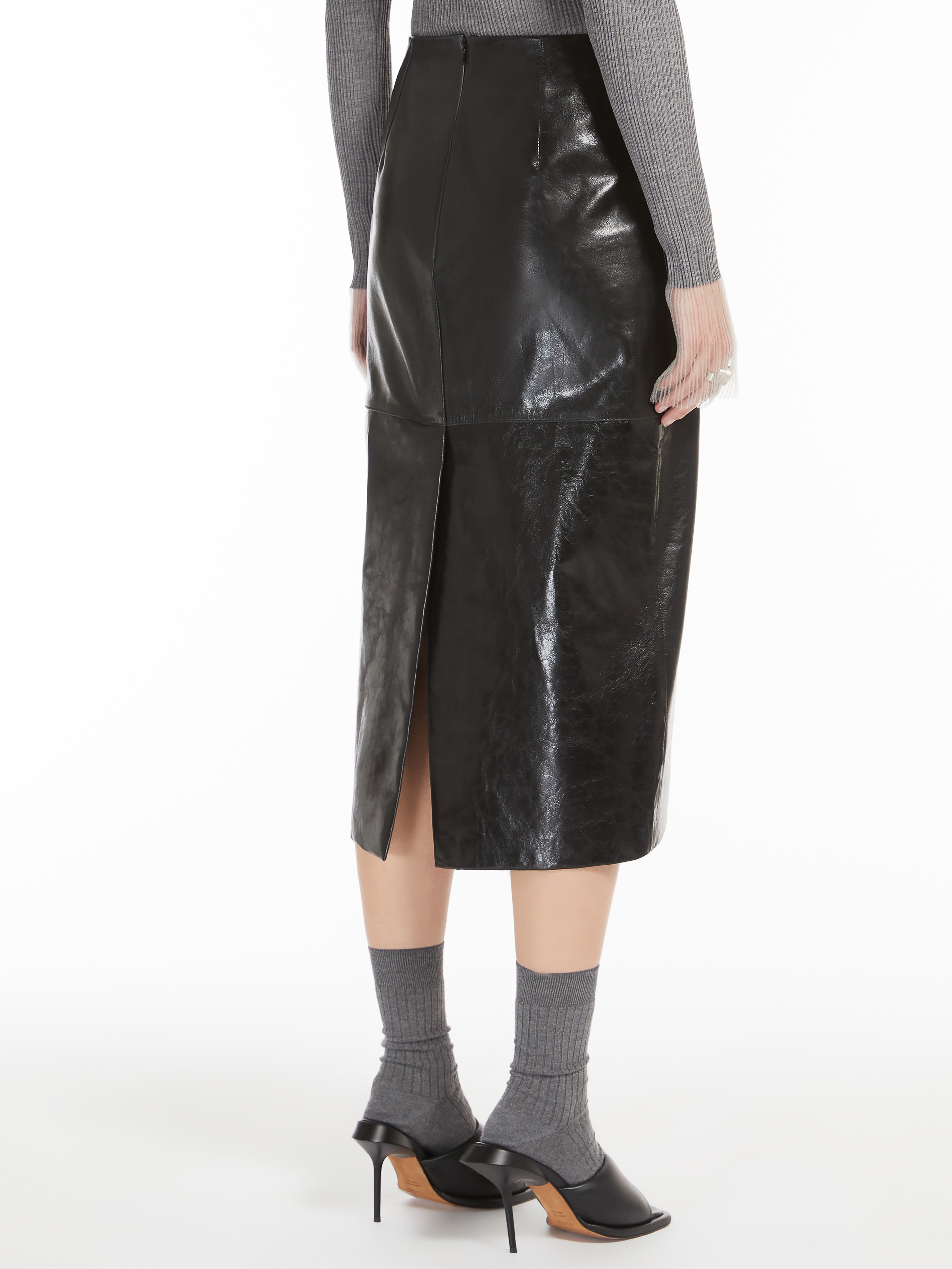 BAIRO Nappa-leather midi skirt - 4
