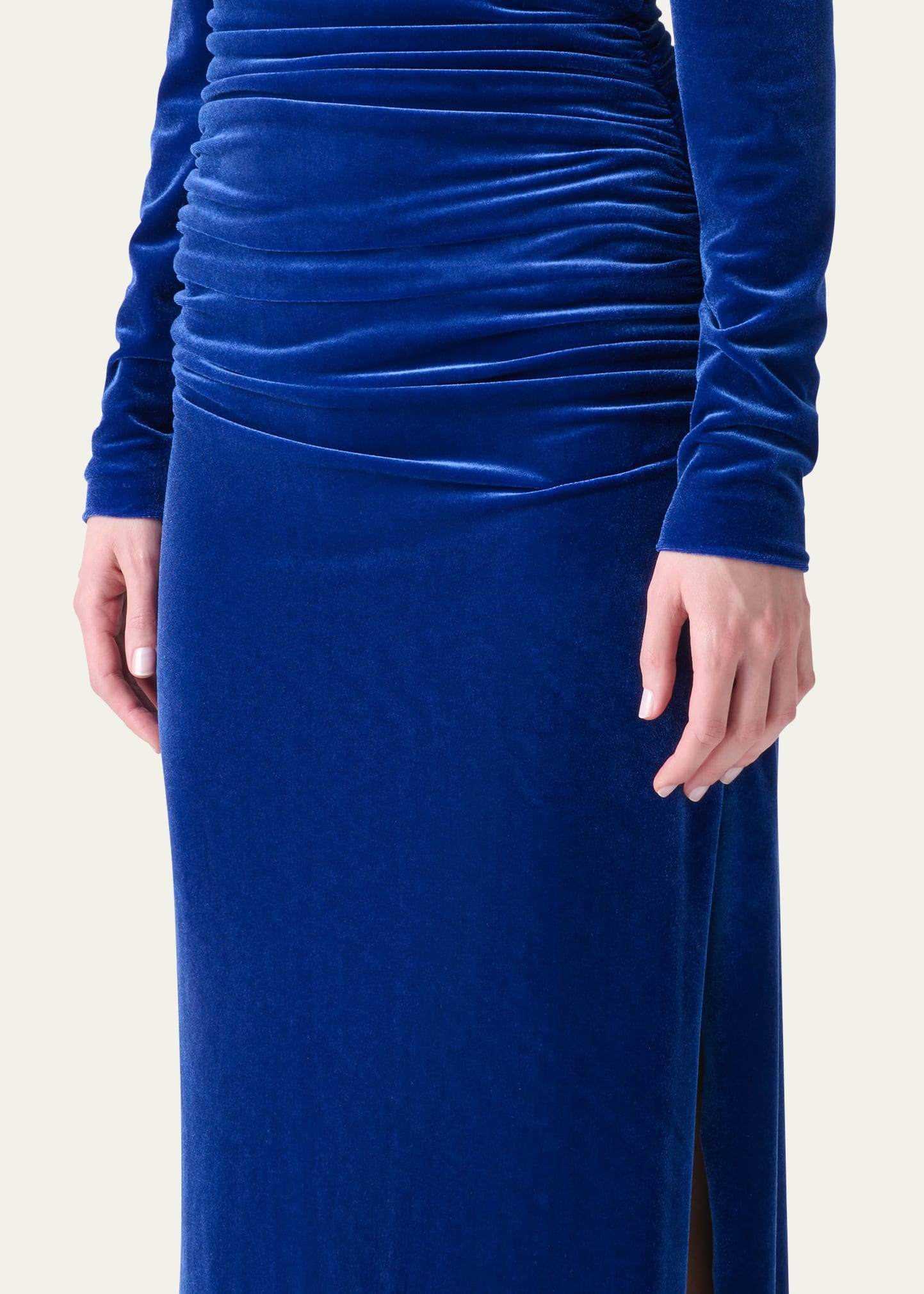 Velvet Off-the-Shoulder Draped Gown - 5