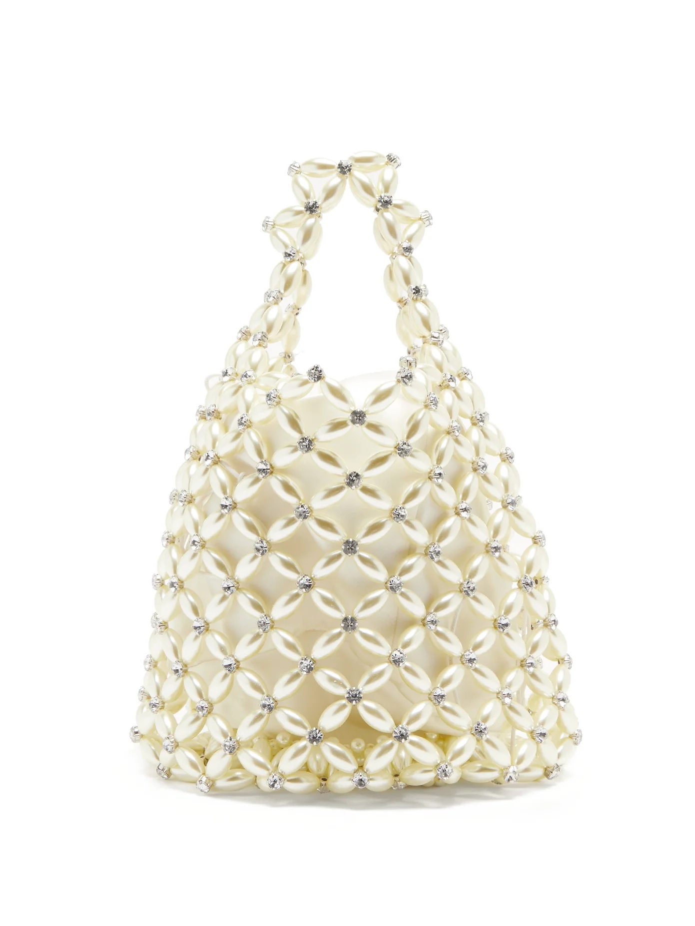 Faux pearl & crystal beaded-net bag - 1