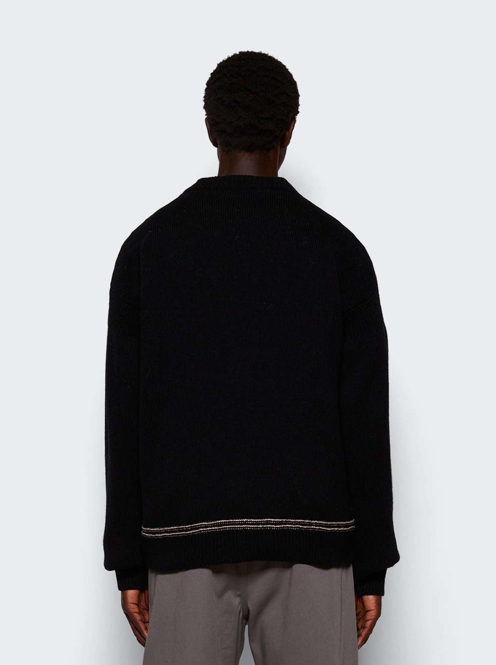 Intarsia Wool Sweater Black - 5
