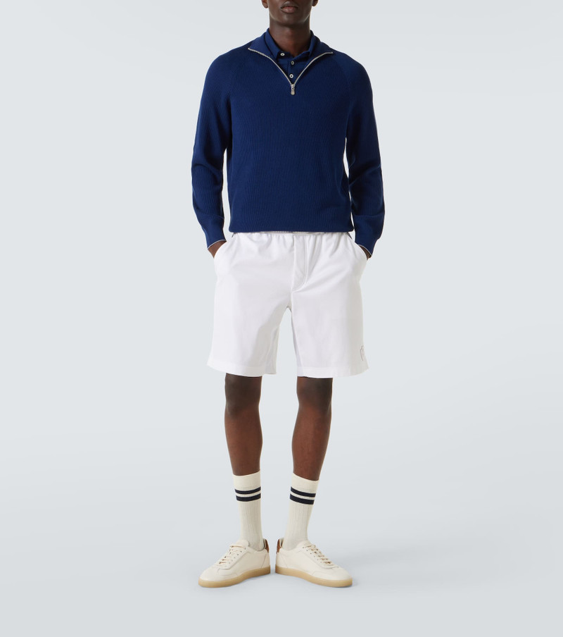 Brunello Cucinelli Cotton ribbed-knit half-zip sweater outlook
