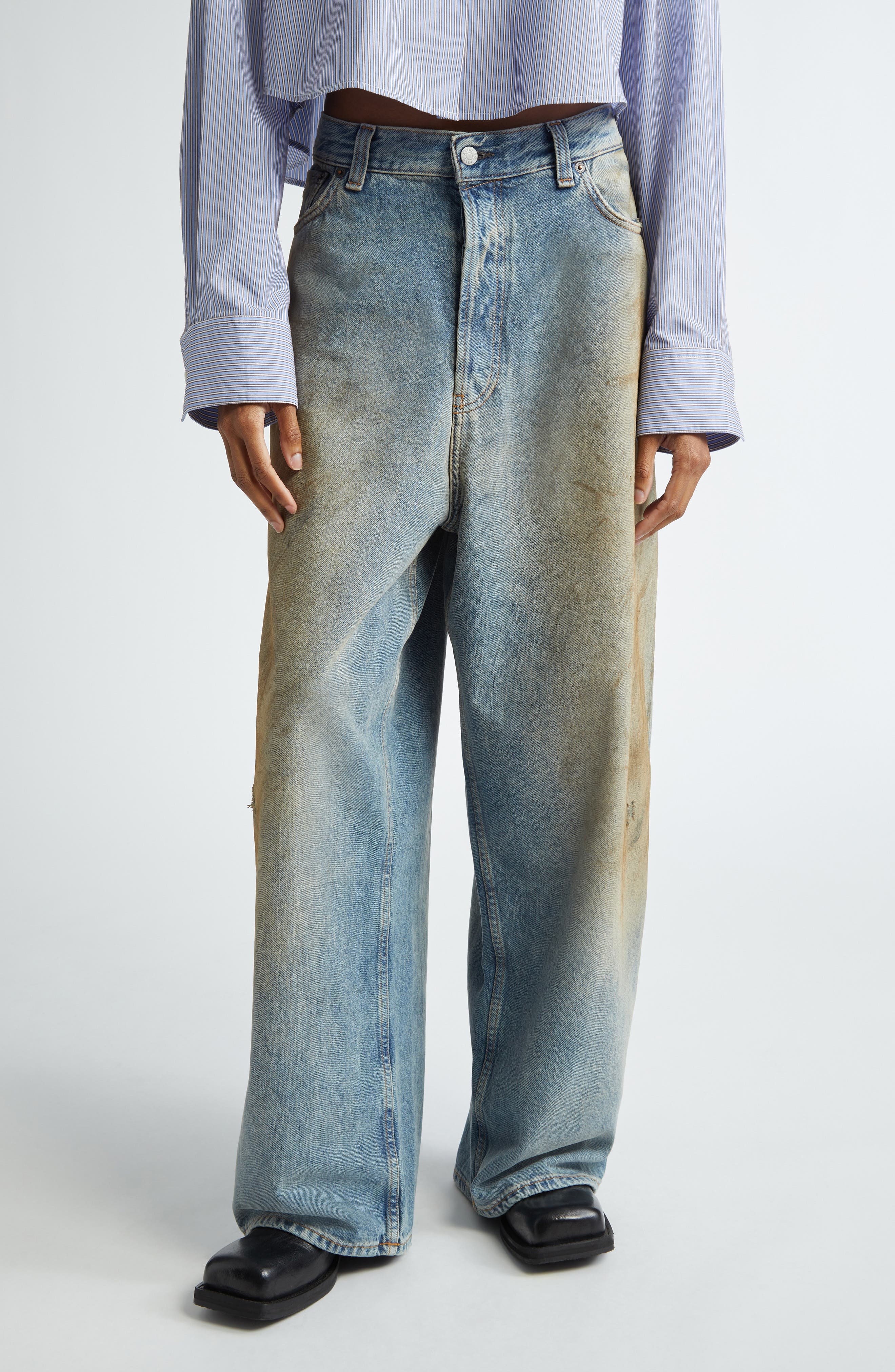 Acne Studios 2023 Penicillin Super Baggy Fit Jeans in Mid Blue at Nordstrom - 1