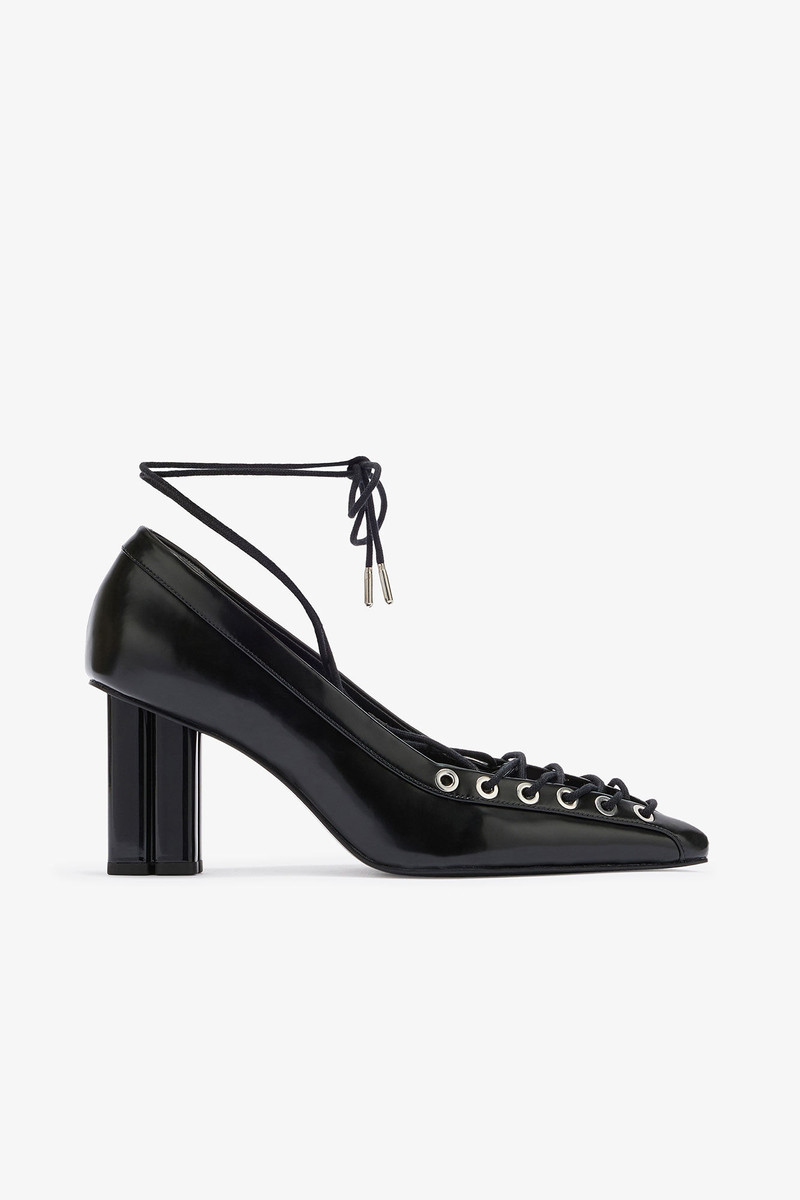 LACE UP BUTTERFLY HIGH PUMP IN BLACK 1