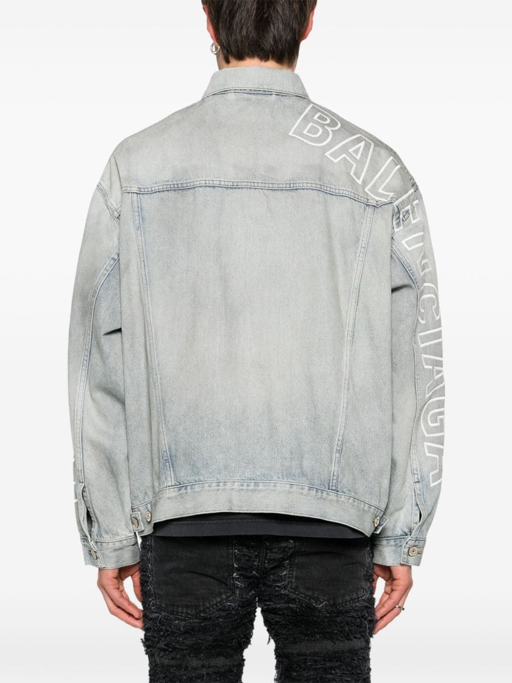 logo-embroidered denim jacket - 5
