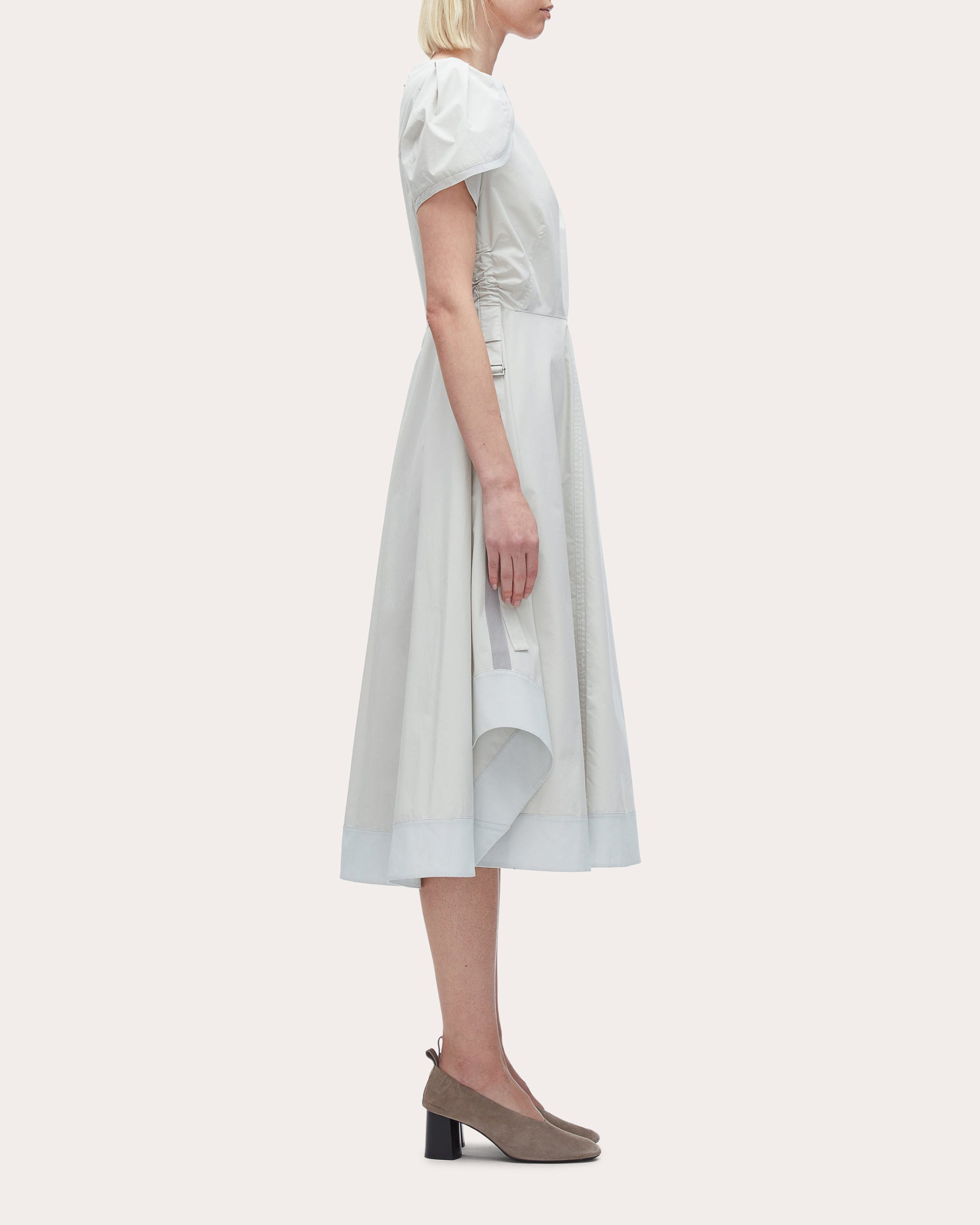 Techno Poplin V-Neck Midi Dress - 3