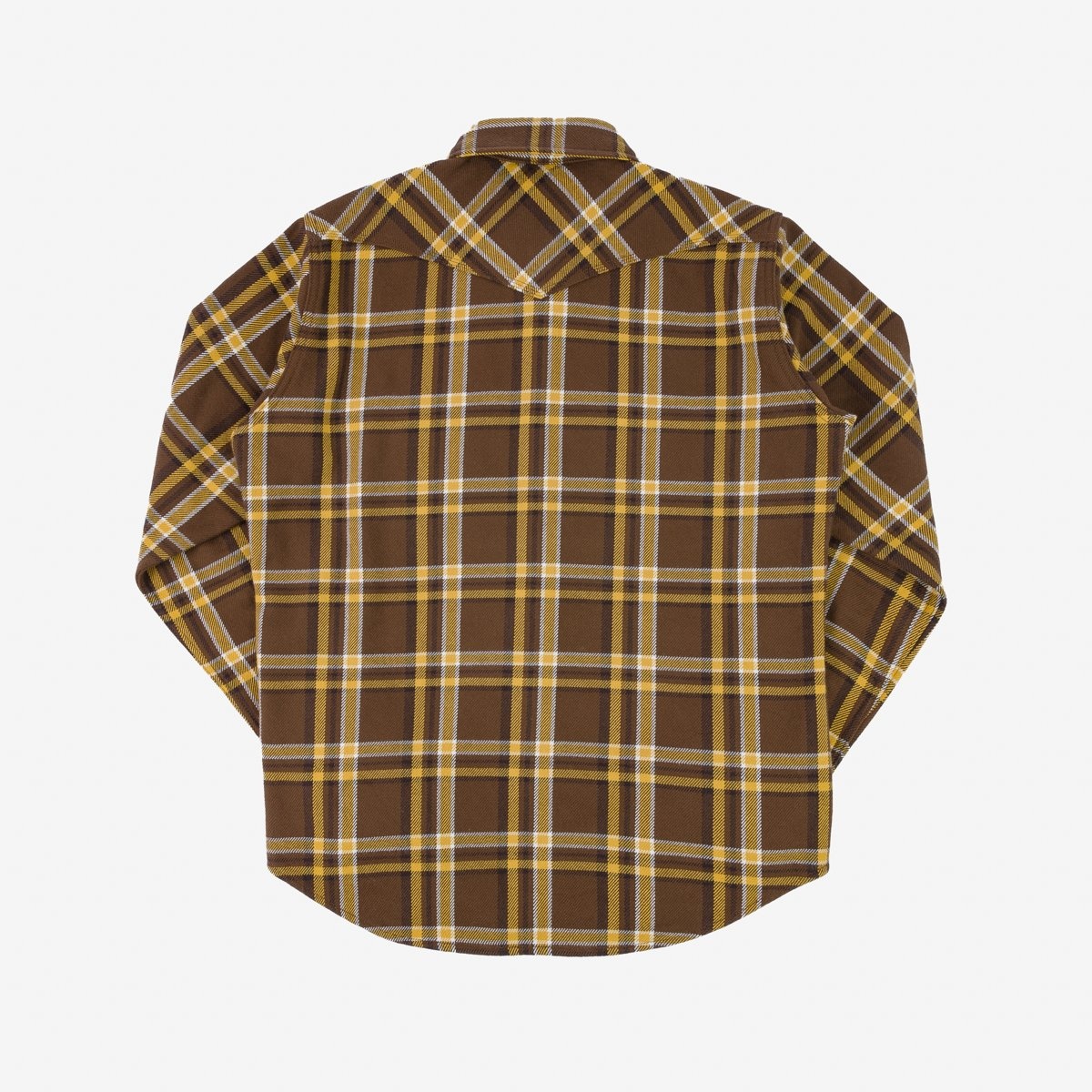 IHSH-372-BRN Ultra Heavy Flannel Crazy Check Western Shirt - Brown - 6