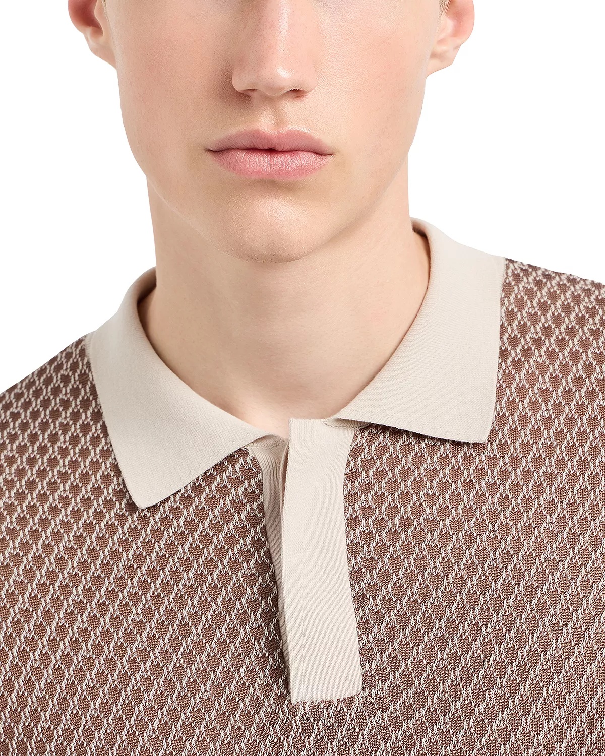 Knit Jacquard Pullover Polo Sweater - 4