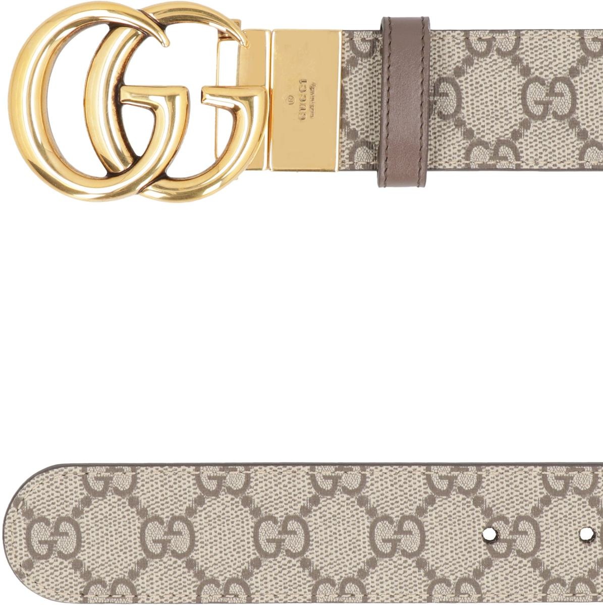 ベルト Gucci Gg Supreme Fabric Reversible Belt Gucci - Leather and GG supreme fabric reversible belt black
