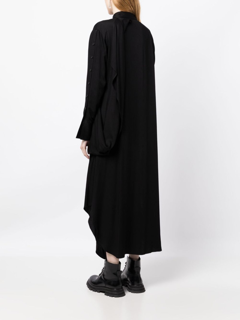 long-sleeve draped midi shirt dress 4