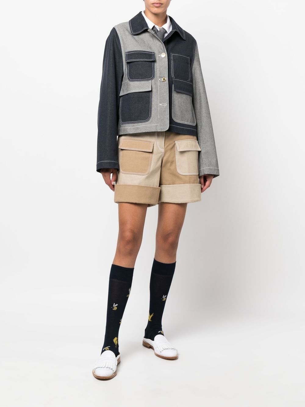 patch-pocket low-rise denim shorts - 2