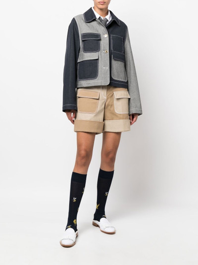 Thom Browne patch-pocket low-rise denim shorts outlook