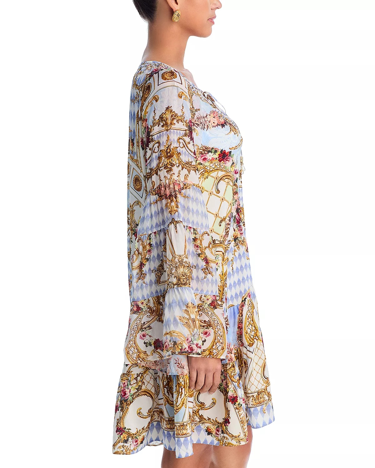 Silk Printed A-Line Dress - 5