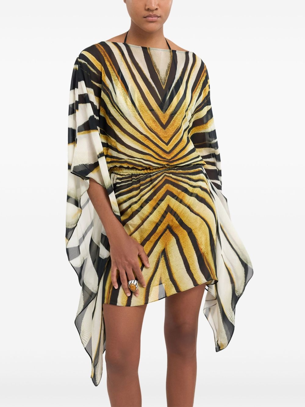 Ray of Gold print chiffon silk dress - 5