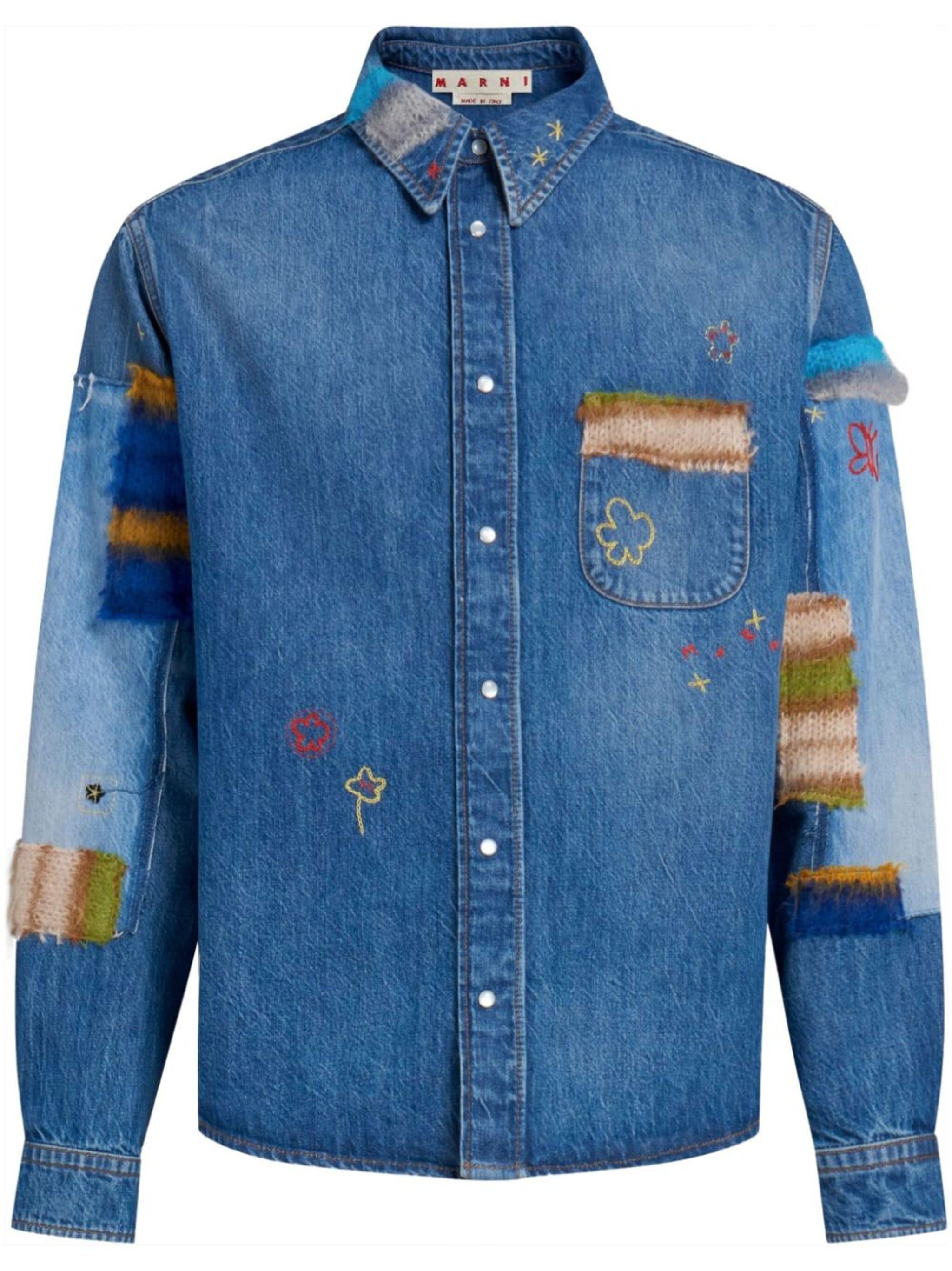 embroidered denim shirt - 1